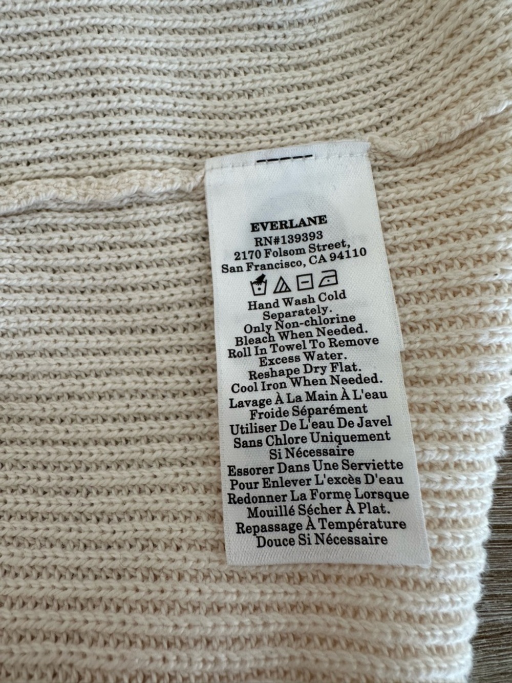 Everlane The Slouchy V-Neck Everyday Cotton Bone Cream Ribbed Sweater Oversize S - Picture 4 of 6